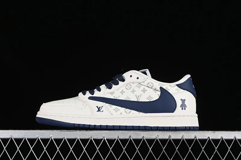 All categories Air Jordan Jordan series basketball shoes Air Jordan 1 Low high-end customized low-top sneakers Travis Scott x Fragment Design x Air Jordan 1 Low OG SP AJ1 Joe 1 LV joint rice dark blue violent bear low-top cultural casual sneakers SJ2068-100